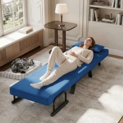 Schlafsessel mit Bettfunktion Umwandelbares Schlafsofa mit 5-fach Verstellbarer Rückenlehne für Zuhause