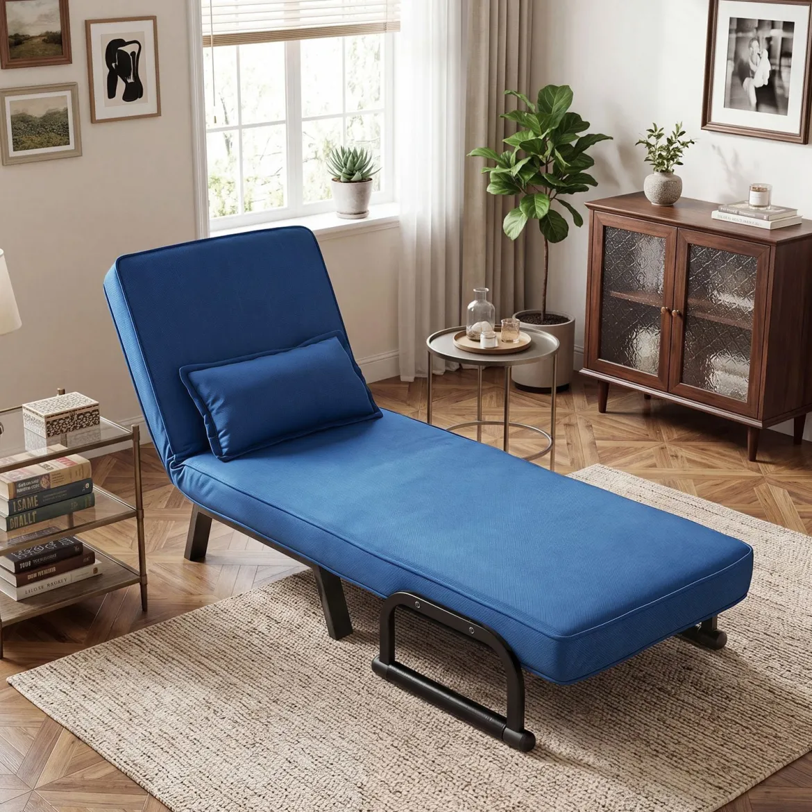 Schlafsessel mit Bettfunktion Umwandelbares Schlafsofa mit 5-fach Verstellbarer Rückenlehne für Zuhause
