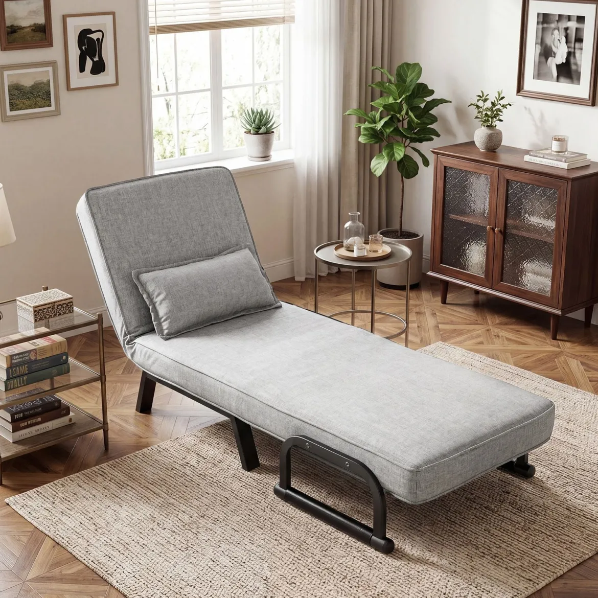 Schlafsessel mit Bettfunktion Umwandelbares Schlafsofa mit 5-fach Verstellbarer Rückenlehne für Zuhause