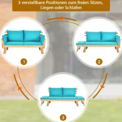Schlafsofa für die Terrasse Tagesbett aus Akazienholz 198 x 75 x 75 cm