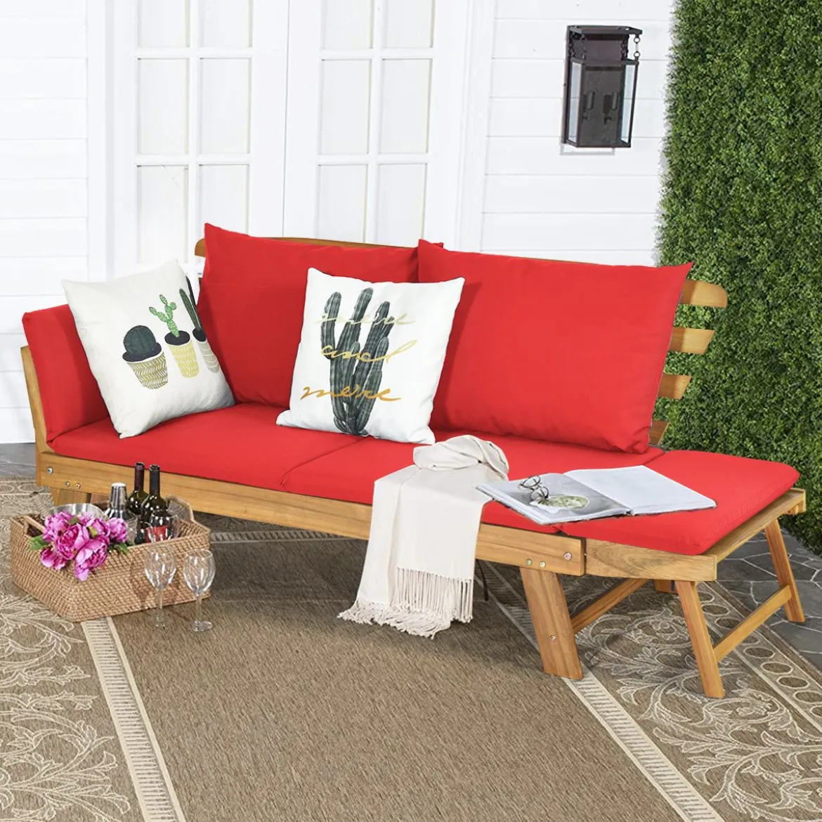 Schlafsofa für die Terrasse Tagesbett aus Akazienholz 198 x 75 x 75 cm