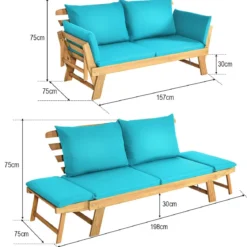 Schlafsofa für die Terrasse Tagesbett aus Akazienholz 198 x 75 x 75 cm