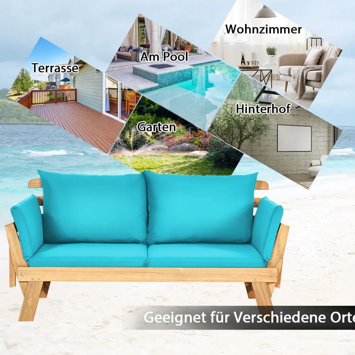 Schlafsofa für die Terrasse Tagesbett aus Akazienholz 198 x 75 x 75 cm