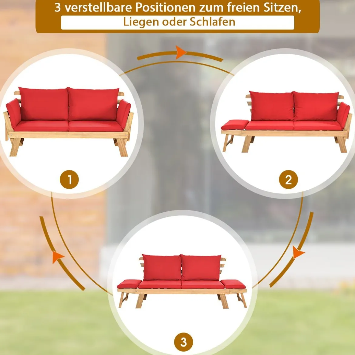 Schlafsofa für die Terrasse Tagesbett aus Akazienholz 198 x 75 x 75 cm