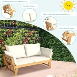 Schlafsofa für die Terrasse Tagesbett aus Akazienholz 198 x 75 x 75 cm