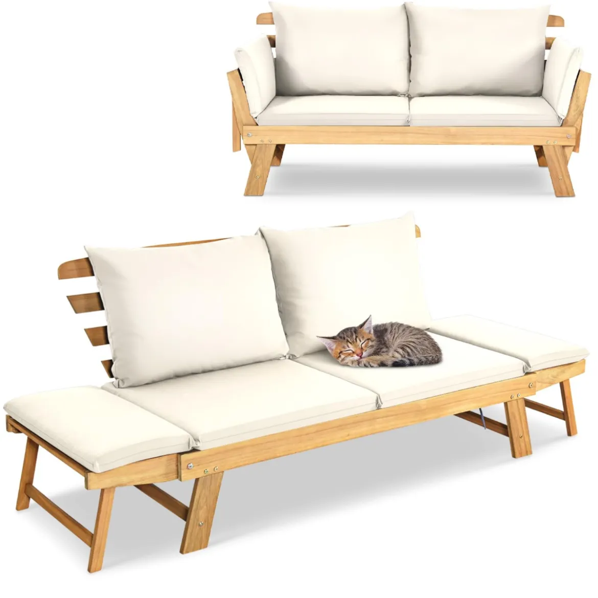 Schlafsofa für die Terrasse Tagesbett aus Akazienholz 198 x 75 x 75 cm