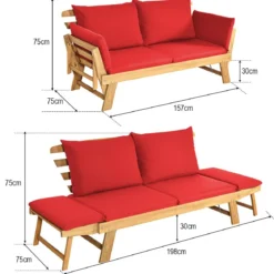 Schlafsofa für die Terrasse Tagesbett aus Akazienholz 198 x 75 x 75 cm
