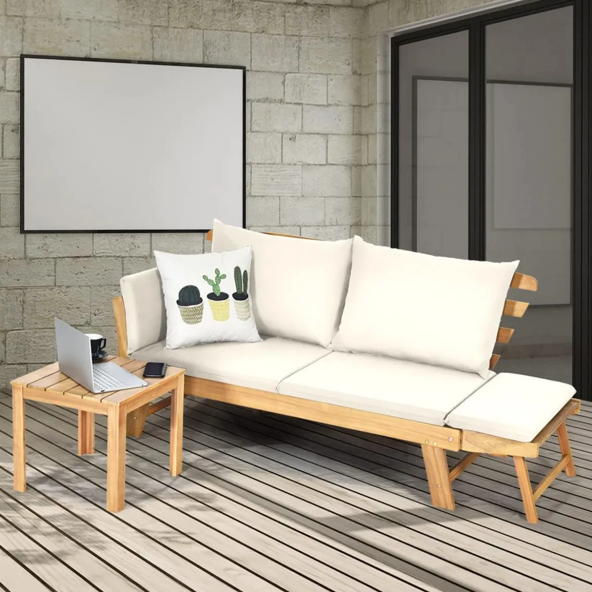 Schlafsofa für die Terrasse Tagesbett aus Akazienholz 198 x 75 x 75 cm