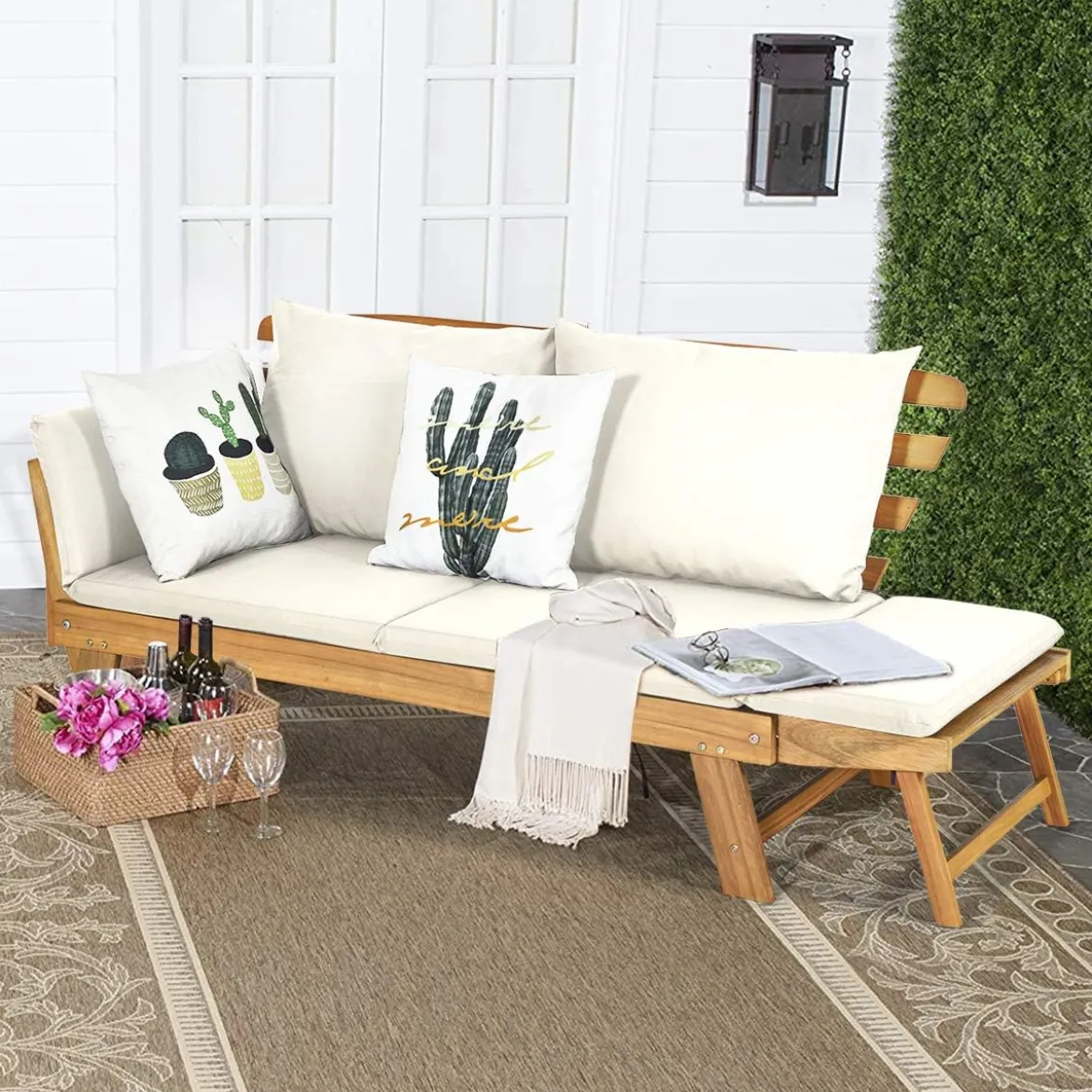 Schlafsofa für die Terrasse Tagesbett aus Akazienholz 198 x 75 x 75 cm