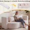 Schlafsofa mit 2 Bequemen Kissen & Memory Schaum Boneless Sofa Bett Teddy-Fleece Beige