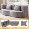 Schlafsofa mit 2 Bequemen Kissen & Memory Schaum Boneless Sofa Bett Teddy-Fleece Grau