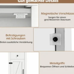 Schmaler Badezimmerschrank mit Schublade & Verstellbarem Regal Badschrank Hochschrank Weiß