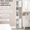 Schmaler Badezimmerschrank mit Beleuchtung & Schublade & 3 Glasablagen Badschrank Weiß