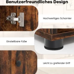 Schmaler Badschrank mit 2 Türen & 1 Schublade & Verstellbaren Regalen Badezimmerschrank Braun