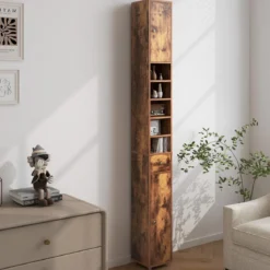 Schmaler Badschrank mit 2 Türen & 1 Schublade Hochschrank 20 x 20 x 180 cm