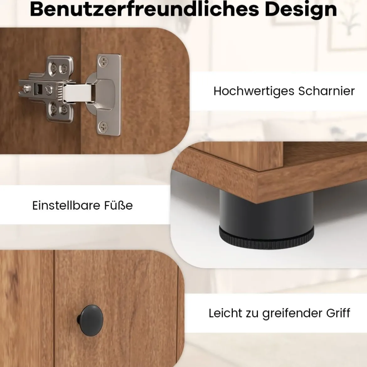 Schmaler Badschrank mit 2 Türen & 1 Schublade & Verstellbaren Regalen Badezimmerschrank Natur