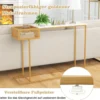 Schmaler Konsolentisch aus Weißem Kunstmarmor mit Goldenem Metallrahmen & Korb