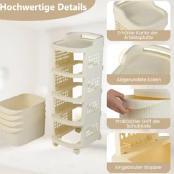 Schmaler Nischenschrank auf Rollen Nischenregal mit 4 Schubladen & Pegboard Nischenwagen