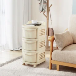Schmaler Nischenschrank auf Rollen Nischenregal mit 3 Schubladen & Pegboard Nischenwagen