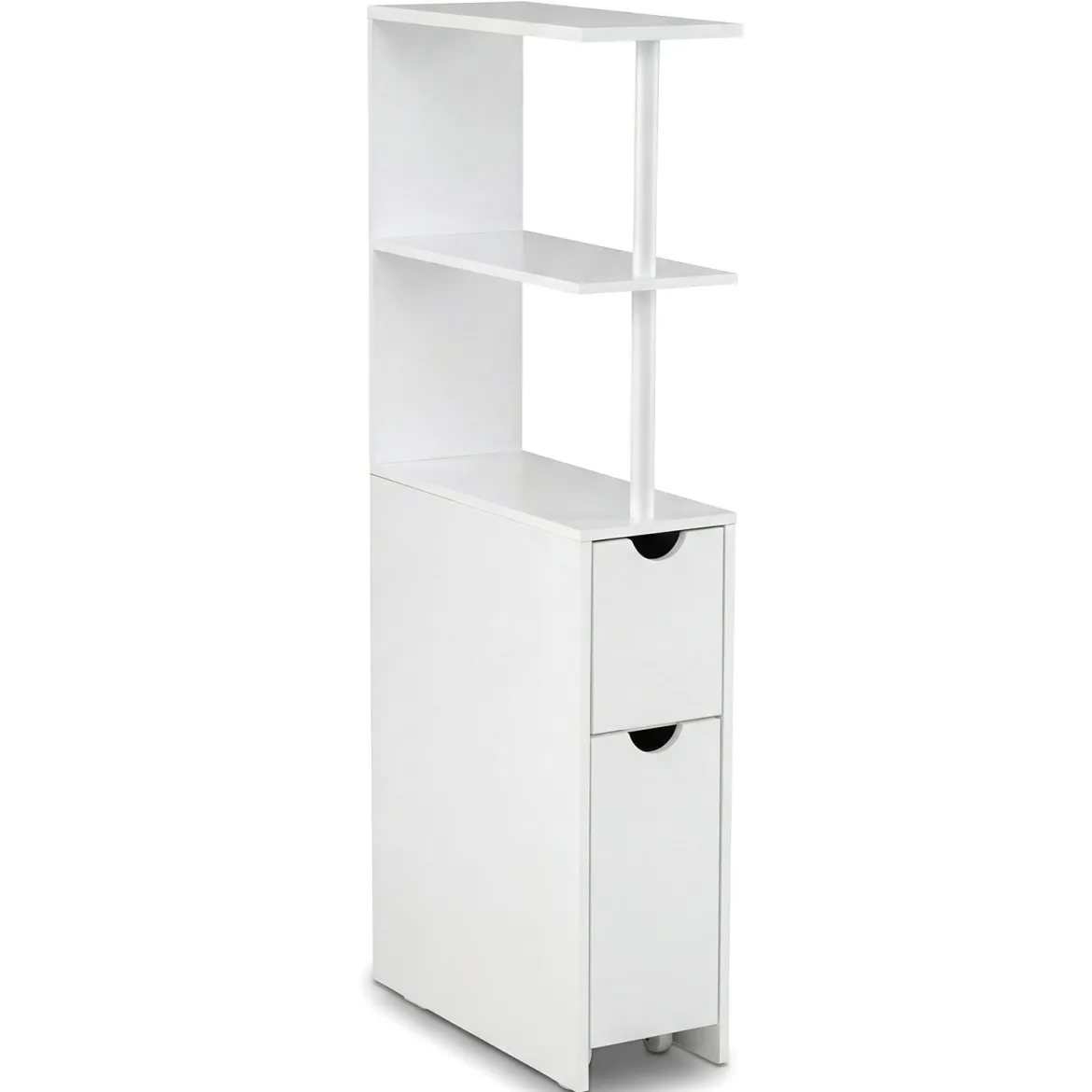 Schmaler Nischenschrank mit Offenen Regalen & Schublade & Herausziehbarem Wage Badschrank