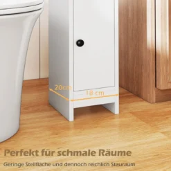 Schmaler Toilettenschrank mit 2 Offenen Fächern & 2 Abnehmbarer Ablage Badschrank Weiß