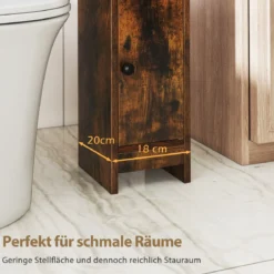 Schmaler Toilettenschrank mit 2 Offenen Fächern & 2 Abnehmbarer Ablage Badschrank Vintage