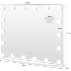 Schminkspiegel mit Beleuchtung Kosmetikspiegel Hollywood-Spiegel 65 x 14 x 52,5 cm Weiß