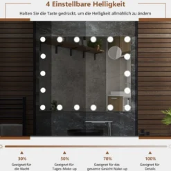 Schminkspiegel mit Beleuchtung Kosmetikspiegel Hollywood-Spiegel 65 x 14 x 52,5 cm Weiß