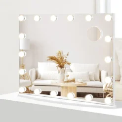 Schminkspiegel mit Beleuchtung Kosmetikspiegel Hollywood-Spiegel 65 x 14 x 52,5 cm Weiß