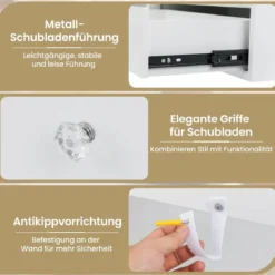 Schminkspiegel Tischspiegel Spiegel mit 2 Schubladen Schminktisch 51 x 26 x 59 cm Weiß