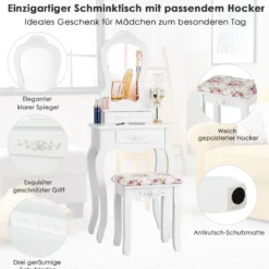 Schminktisch Frisierkommode Frisiertisch Kosmetiktisch mit Spiegel