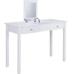 Schminktisch Frisiertisch Frisierkommode Kosmetiktisch mit Klappspiegel und Schubladen 112 x 48 x 82 cm