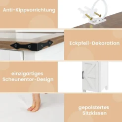 Schminktisch mit LED-Beleuchtung 3 Farben mit Einstellbarer Helligkeit Kosmetiktisch Weiß