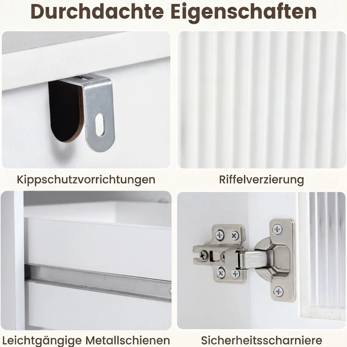 Schminktisch mit Spiegel Beleuchtung 3 Schubladen & Schrank Kosmetiktisch 106 x 40 x 134,5 cm Weiß
