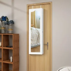 Schmuckschrank Hängend Sipegelschrank mit LED-Beleuchtung 36,5 x 11,5 x 120 cm Weiß