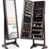 Schmuckschrank mit Ganzkörperspiegel freistehender Schmuckständer 41 x 36,5 x 146 cm Braun