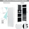 Schmuckschrank mit 15 LED Leuchten & Ganzkörperspiegel & Tür- / Wandmontage Weiß