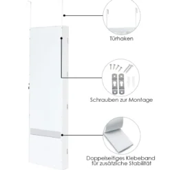 Schmuckschrank mit 15 LED Schmuckregal Schmuckorganizer 37 x 8,5 x 120 cm Weiß