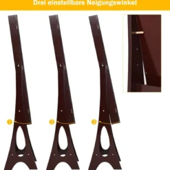 Schmuckschrank mit 12 LEDs Standspiegel 2 in 1 Ganzkörperspiegel 36 x 33,5 x 154 cm Braun