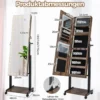 Schmuckschrank mit Rollen 4 in 1 Spiegelschrank mit 3-farbig LED Leuchten & verstellbarer Höhe Braun