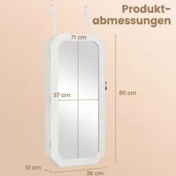 Schmuckschrank mit Spiegel Abschließbarer Hängeschrank mit Magnetische Tür 36 x 10 x 80 cm Weiß