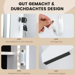 Schmuckschrank mit Spiegel & 3-farbigen LED Beleuchtung Spiegelschrank Schmuckregal
