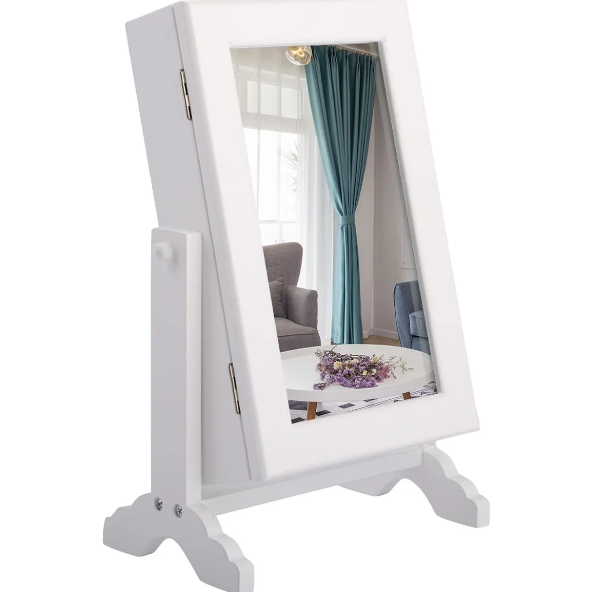 Schmuckschrank Schmuckregal Standspiegel mit Spiegel 23 x 14 x 34,5 cm