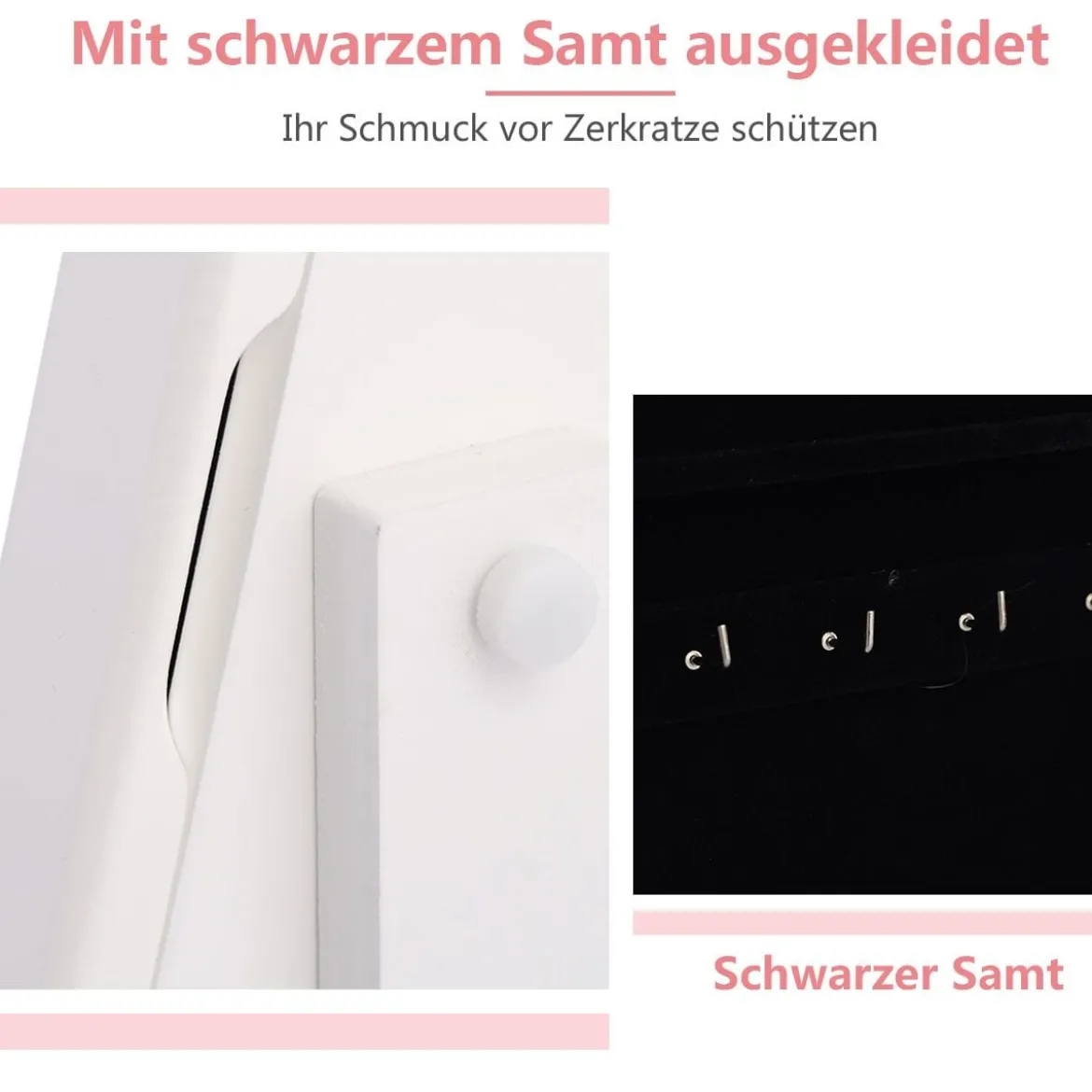 Schmuckschrank Schmuckregal Standspiegel mit Spiegel 23 x 14 x 34,5 cm