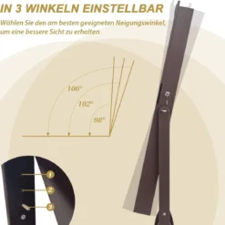 Schmuckschrank Spiegelschrank mit Ganzkörperspiegel & Schubladen & LED Braun