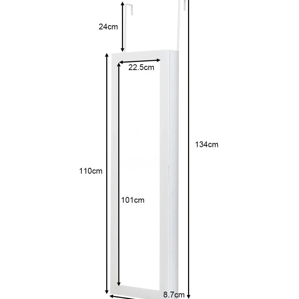 Schmuckschrank Spiegelschrank Wandspiegel Weiß 31,5 x 8,7 x 110 cm