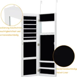Schmuckschrank Spiegelschrank Wandspiegel Weiß 31,5 x 8,7 x 110 cm