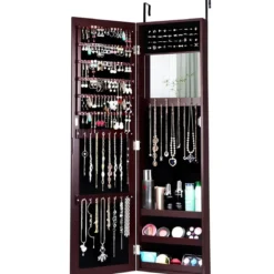 Schmuckschrank Spiegelschrank Wandspiegel 31,5 x 8,7 x 110 cm Braun