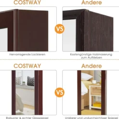 Schmuckschrank Spiegelschrank Wandspiegel 31,5 x 8,7 x 110 cm Braun
