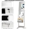Schmuckschrank Standspiegel Freistehender Schmuckschrank mit Spiegel 41 x 36 x 156 cm Weiß